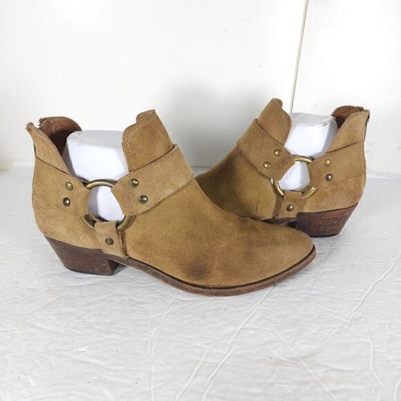 Frye Women's Ray Harness US 7M Brown Suede Back Zip Ankle Booties Boots - Picture 10 of 16